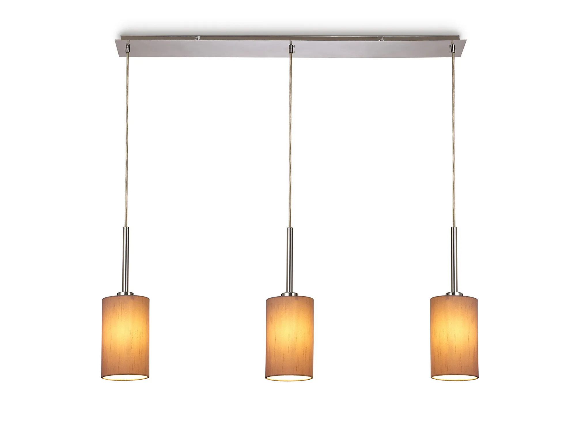 Baymont 12cm Shade 3 Light Pendant Polished Chrome; Taupe/Halo Gold